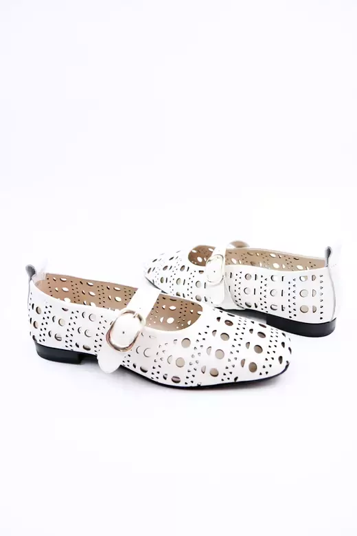 Kadın Hakiki Deri Babet Beyaz