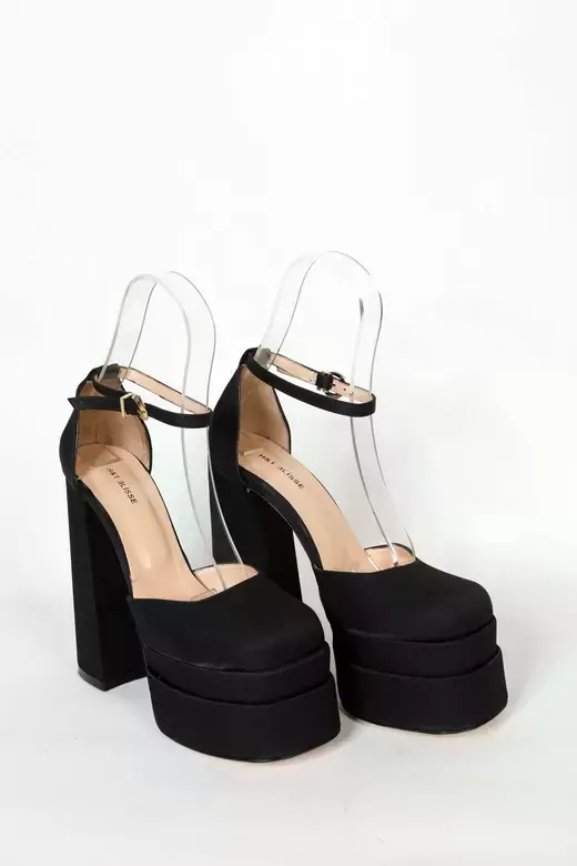 Kadın Fuşya Saten Platform Topuklu Abiye Ayakkabı