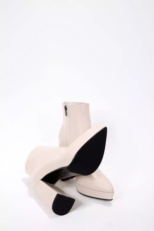 Kadın Bej Hakiki Deri Platform Bot