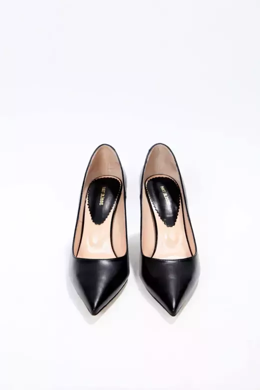 Klasik Siyah Topuklu Ayakkabı Hakiki Deri