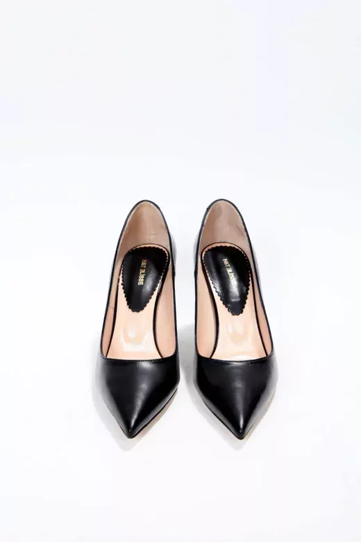 Klasik Siyah Topuklu Ayakkabı Hakiki Deri