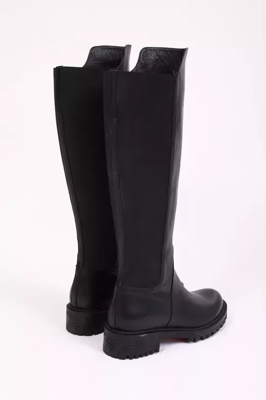 Kadın Siyah Topuklu Deri Çizme