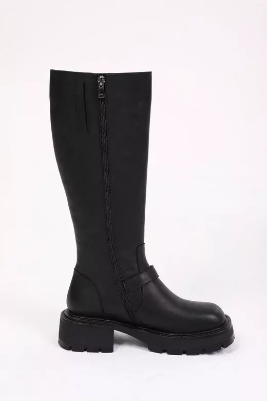 Kadın Deri Çizme Siyah