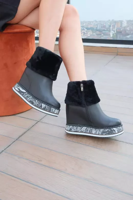 Kadın Siyah Dolgu Topuk Bot