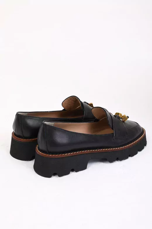 Kadın Deri Loafer Siyah