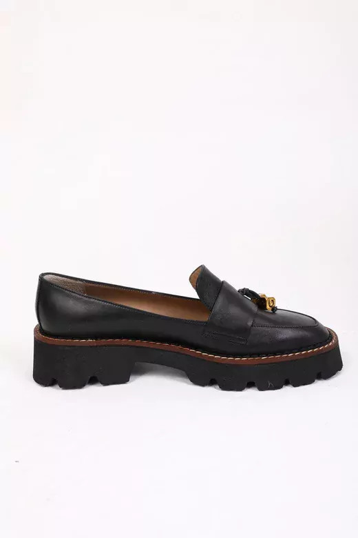 Kadın Deri Loafer Siyah