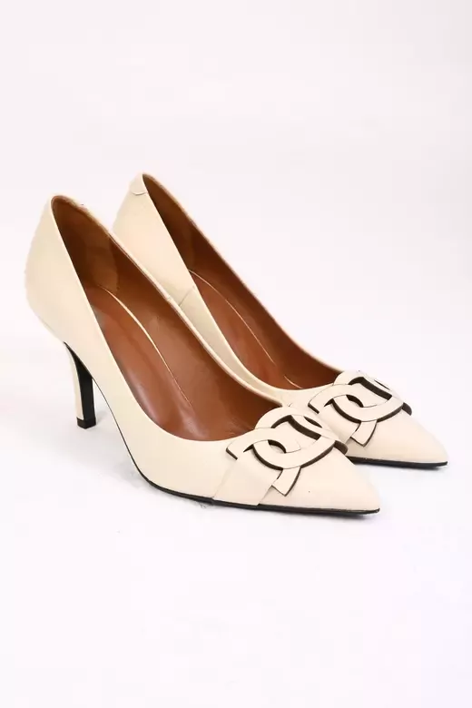 Kadın Deri Stiletto Taba