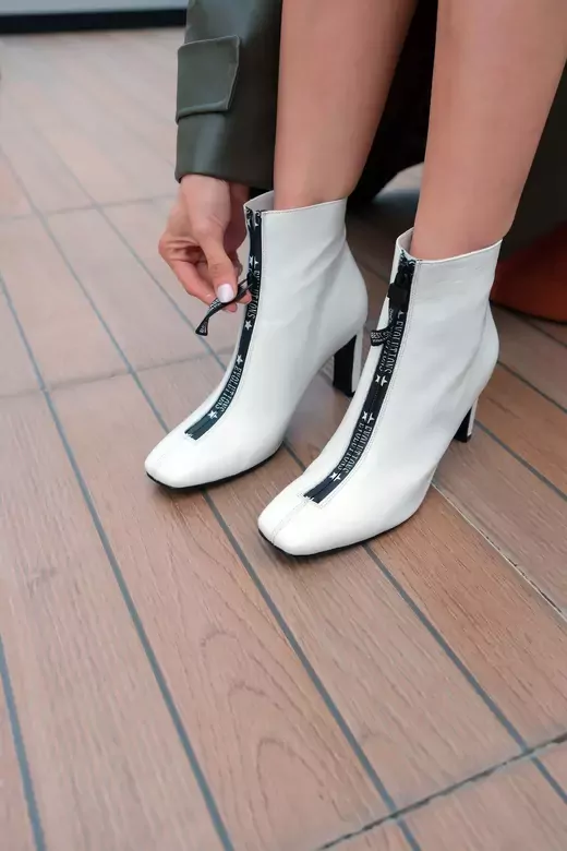 Kadın Deri Bot Beyaz
