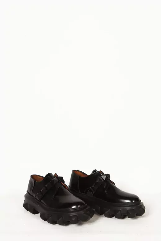 Kadın Siyah Rugan Detaylı Günlük Ayakkabı