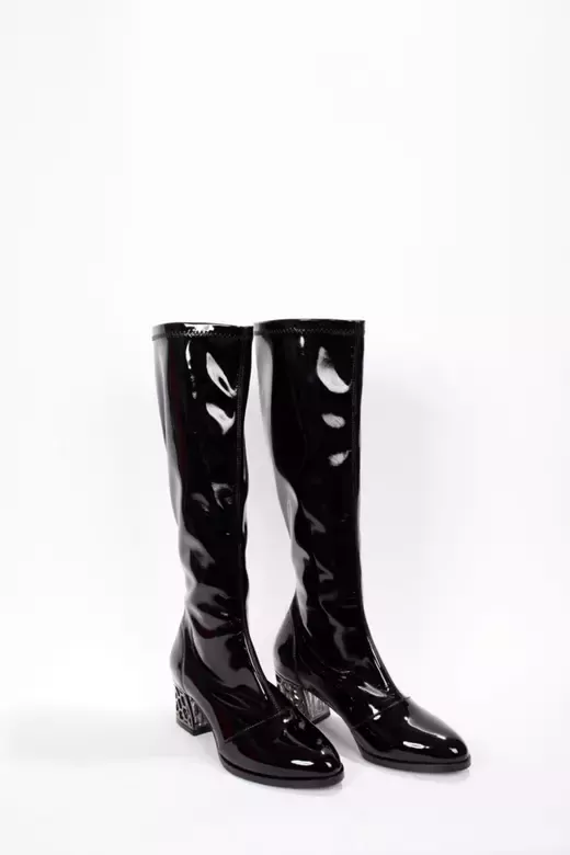 Kadın Siyah Rugan Streç Çizme