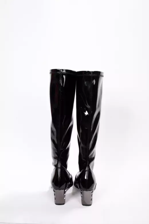 Kadın Siyah Rugan Streç Çizme