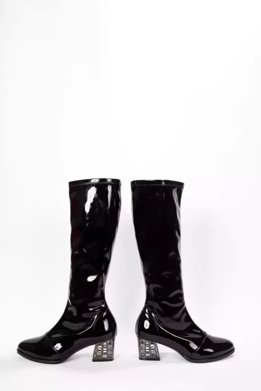 Kadın Siyah Rugan Streç Çizme