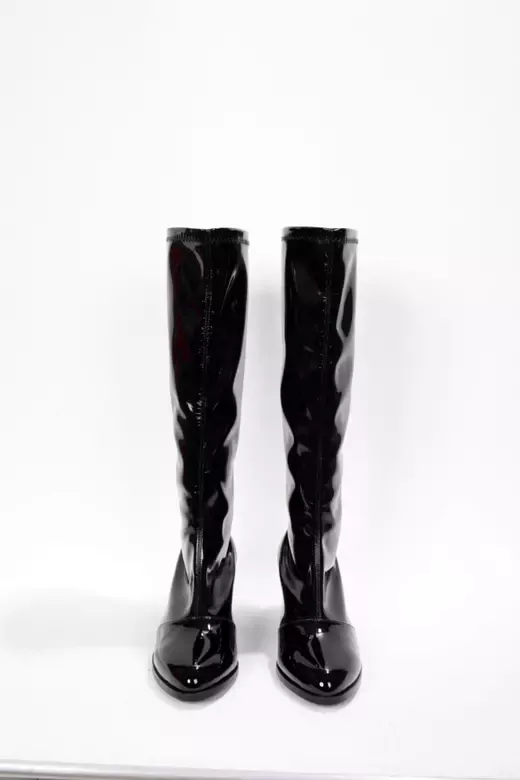 Kadın Siyah Rugan Streç Çizme