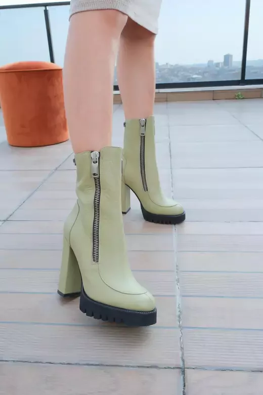 Kadın Deri Bot Yeşil