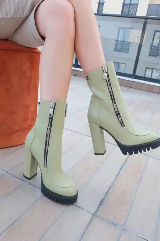 Kadın Deri Bot Yeşil