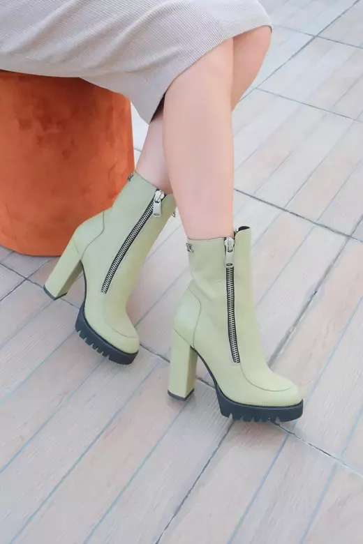 Kadın Deri Bot Yeşil