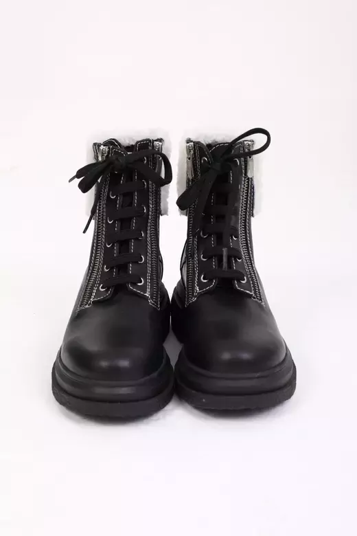 Kadın Deri Bot Kürk Detaylı Siyah