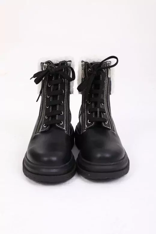 Kadın Deri Bot Kürk Detaylı Siyah