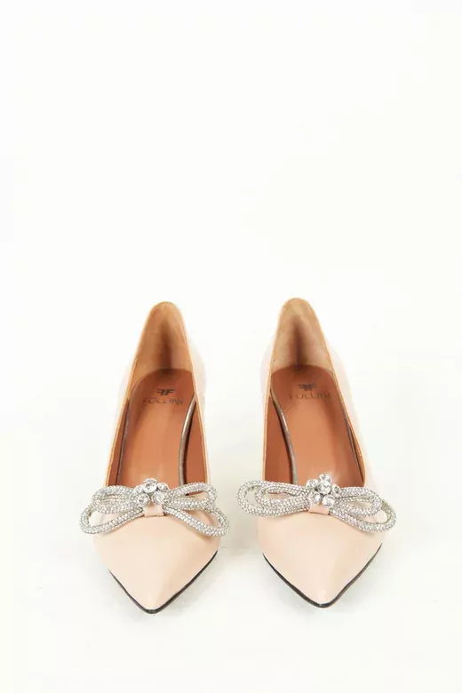 Kadın Vizon Deri Topuk Ve Aksesuar Detaylı Abiye Ayakkabı