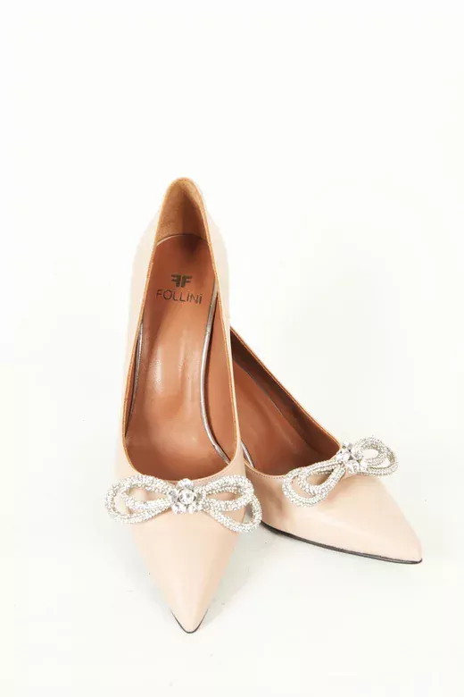 Kadın Vizon Deri Topuk Ve Aksesuar Detaylı Abiye Ayakkabı