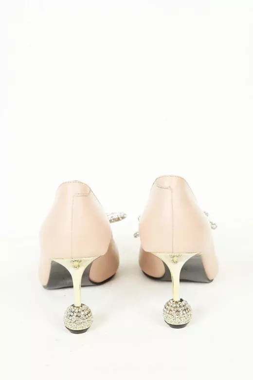 Kadın Vizon Deri Topuk Ve Aksesuar Detaylı Abiye Ayakkabı