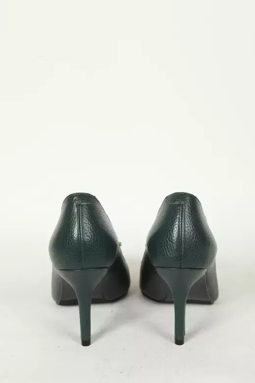 Kadın Yeşil Deri Aksesuar Detaylı Abiye Ayakkabı