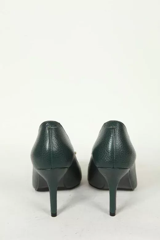 Kadın Yeşil Deri Aksesuar Detaylı Abiye Ayakkabı