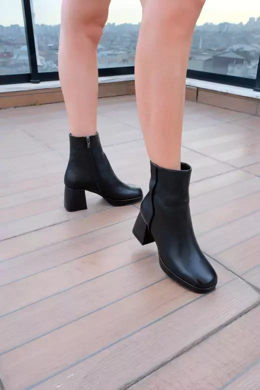 Kadın Deri Bot Siyah