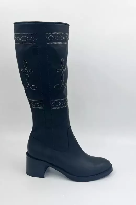 Kadın Vizon Süet Nakış Detaylı Çizme