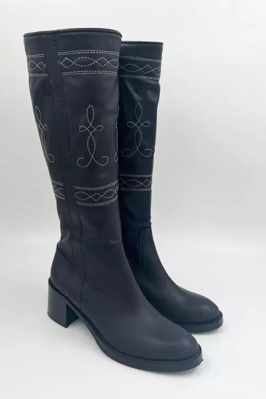 Kadın Vizon Süet Nakış Detaylı Çizme