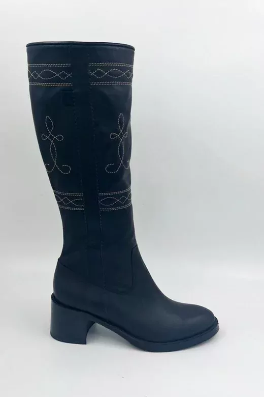 Kadın Vizon Süet Nakış Detaylı Çizme