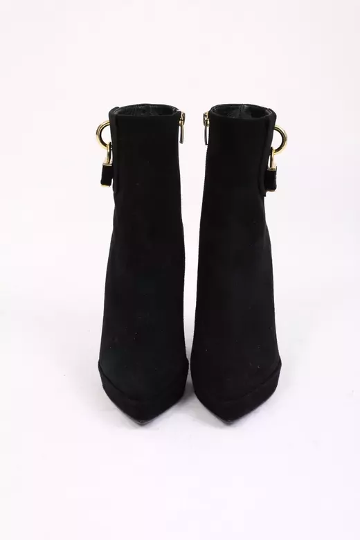 Kadın Deri Bot Platformlu Siyah