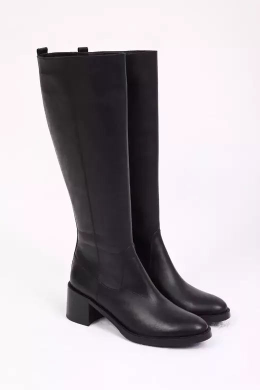 Kadın Deri Çizme Siyah Floter