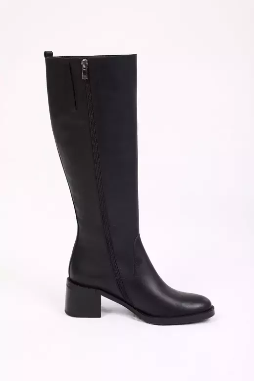 Kadın Deri Çizme Siyah Floter
