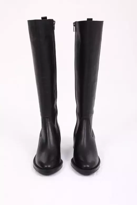 Kadın Deri Çizme Siyah Floter