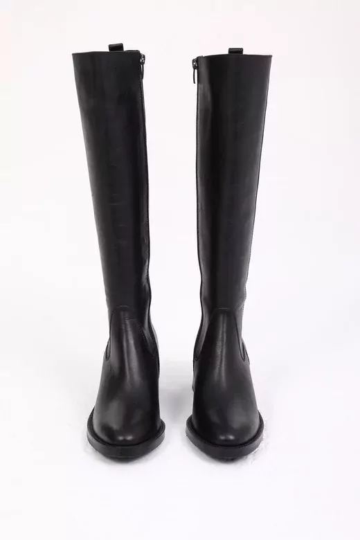 Kadın Deri Çizme Siyah Floter