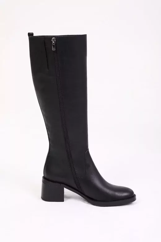 Kadın Deri Çizme Siyah Floter