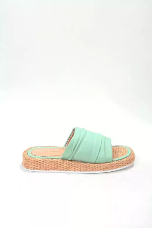 Kadın Vizon Hasır Detaylı Terlik