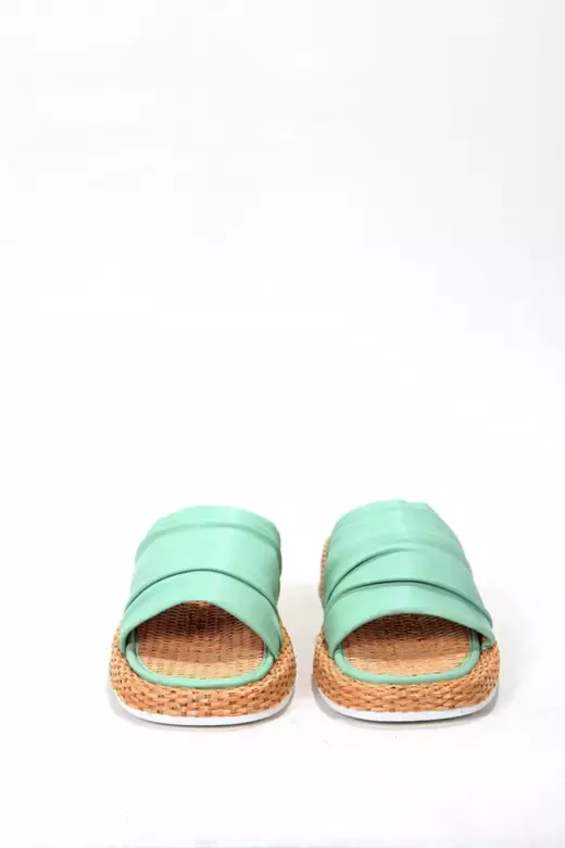 Kadın Vizon Hasır Detaylı Terlik