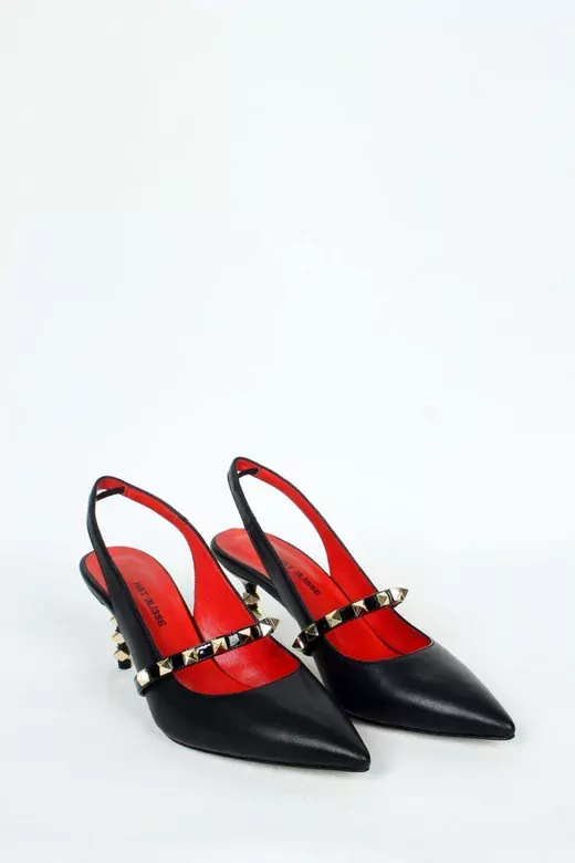 Kadın Hakiki Deri Topuk Detaylı Ayakkabı