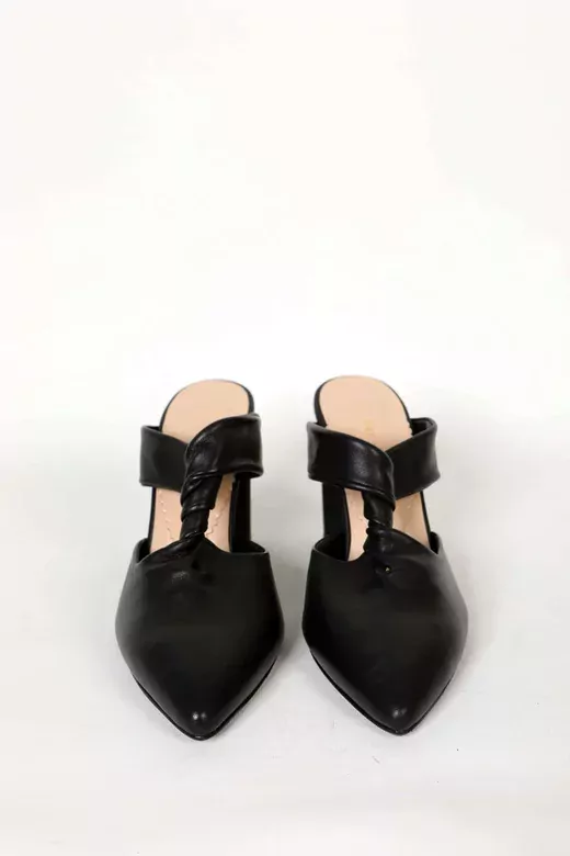 Kadın Siyah Hakiki Deri Detaylı