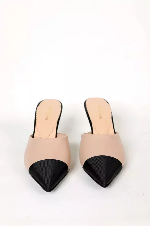 Kadın Pudra Hakiki Deri Topuk Detaylı