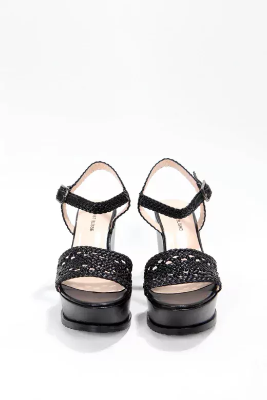 Kadın Siyah Örgülü Sandalet