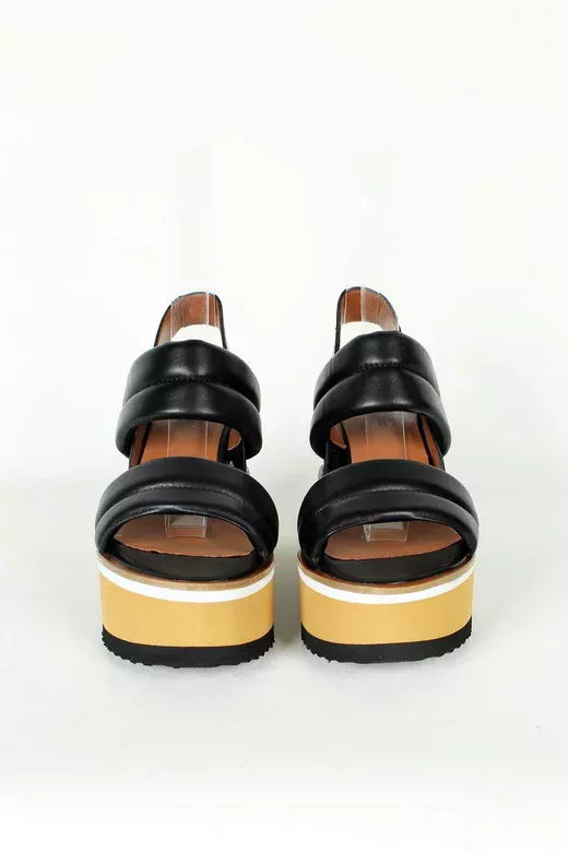 Dolgu Topuklu Hakiki Deri Sandalet