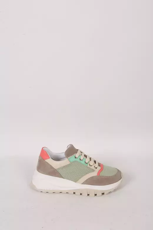 Kadın Yeşil Deri Sneaker Spor Ayakkabı