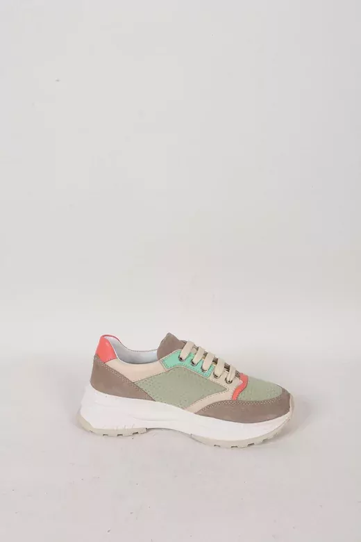 Kadın Yeşil Deri Sneaker Spor Ayakkabı