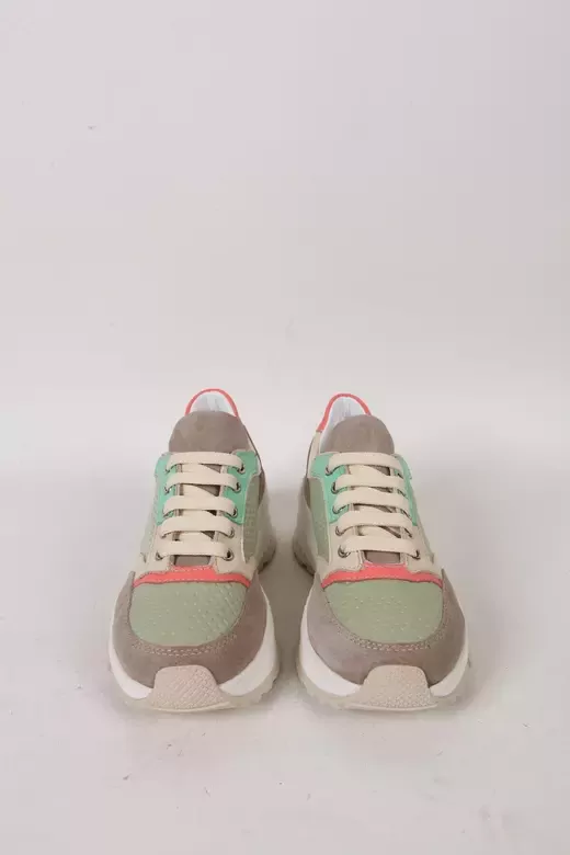 Kadın Yeşil Deri Sneaker Spor Ayakkabı