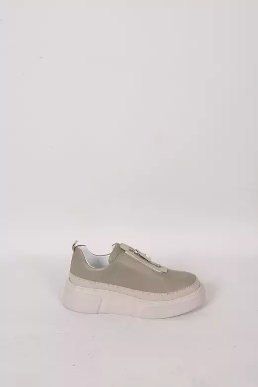 Kadın Deri Sneaker Haki Yeşil