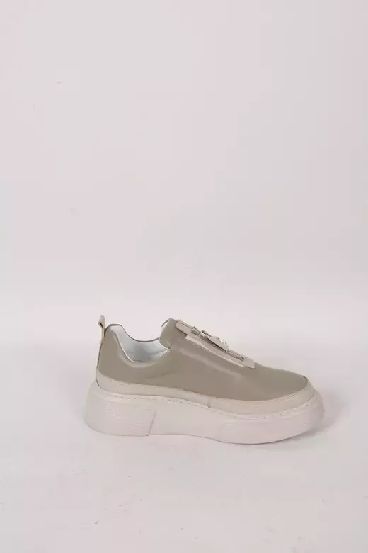 Kadın Deri Sneaker Haki Yeşil