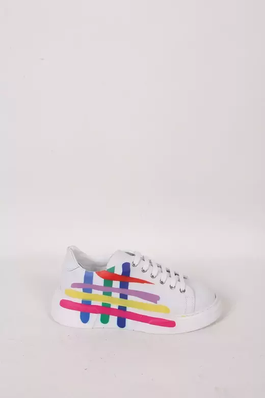 Kadın Beyaz Hakiki Deri Sneaker Spor Ayakkabı